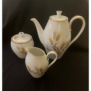 Vintage Noritake "Wheaton" #5414 Coffee Pot w/ Lid, Sugar Bowl w/ Lid & Creamer